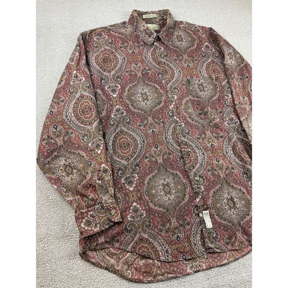 Bill Blass Men Large Multicolor Paisley Button Down Shirt - Picture 11 of 12